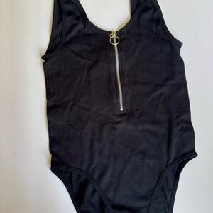 Women’s Black Bodysuit with Zipper Detail